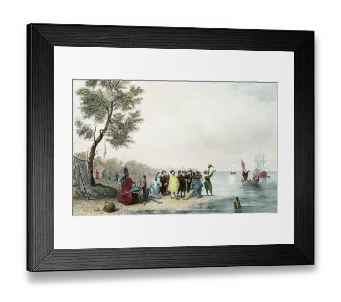 Framed Print : Engraving of Early Colonists at Jamestown, Virginia Framed Print : Engraving of Early Colonists at Jamestown, Virginia