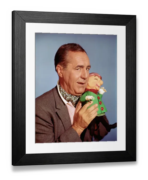 Framed Print : Jim Backus Posing with Mr. Magoo Doll