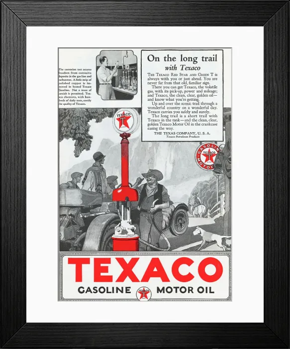 Framed Print : Advertisement for Texaco Gasoline Products from American Magazine Framed Print : Advertisement for Texaco Gasoline Products from American Magazine