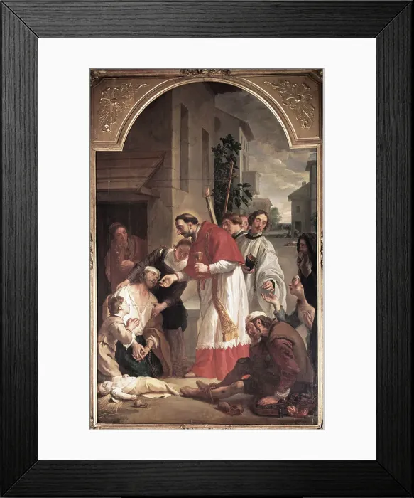 Framed Print : Priest Attending to Victims of the Plague Framed Print : Priest Attending to Victims of the Plague