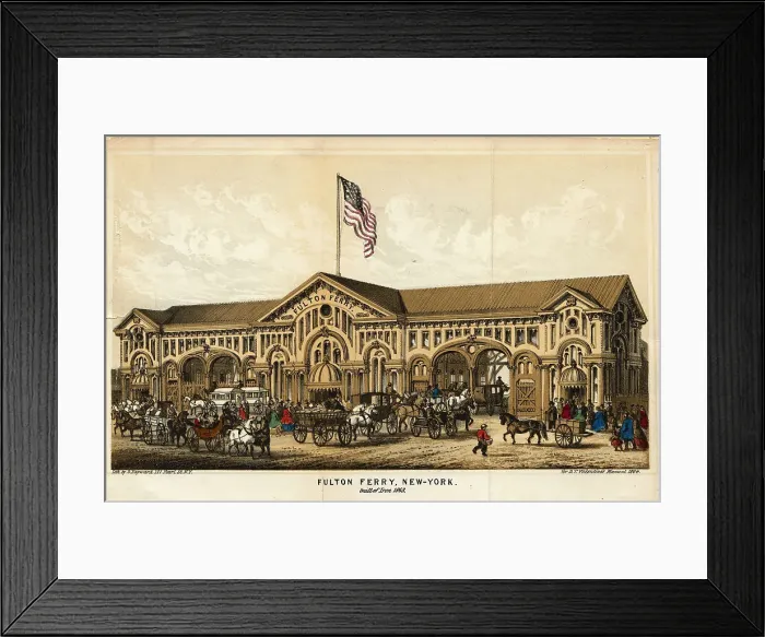 Framed Print : Travelers Passing Through the Fulton Ferry House Framed Print : Travelers Passing Through the Fulton Ferry House