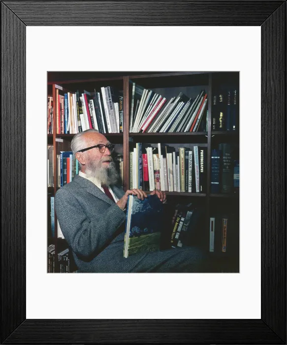 Framed Print : Edward Steichen Posing by Bookshelf Framed Print : Edward Steichen Posing by Bookshelf
