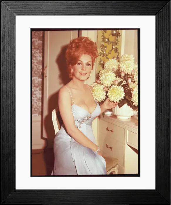 Framed Print : Stella Stevens Posing with Flowers Framed Print : Stella Stevens Posing with Flowers