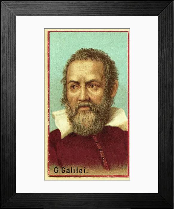 Framed Print : Cigarette Card Depicting Galileo Galilei Framed Print : Cigarette Card Depicting Galileo Galilei