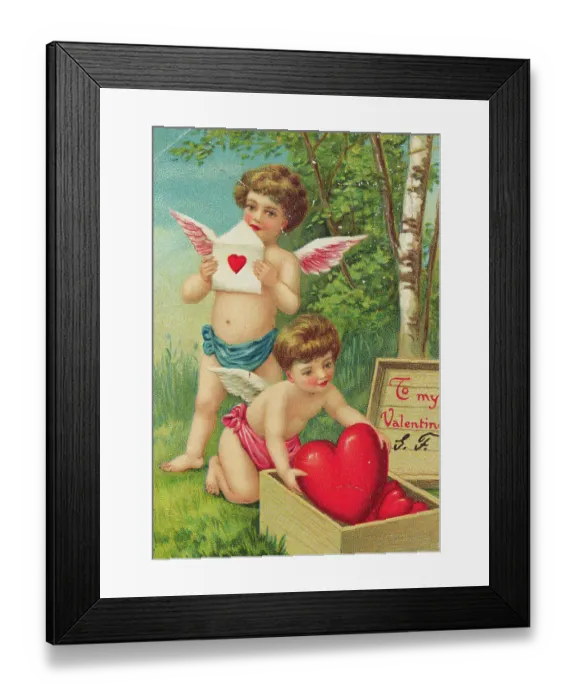 Framed Print : Cherub Pulling Heart from Box Framed Print : Cherub Pulling Heart from Box
