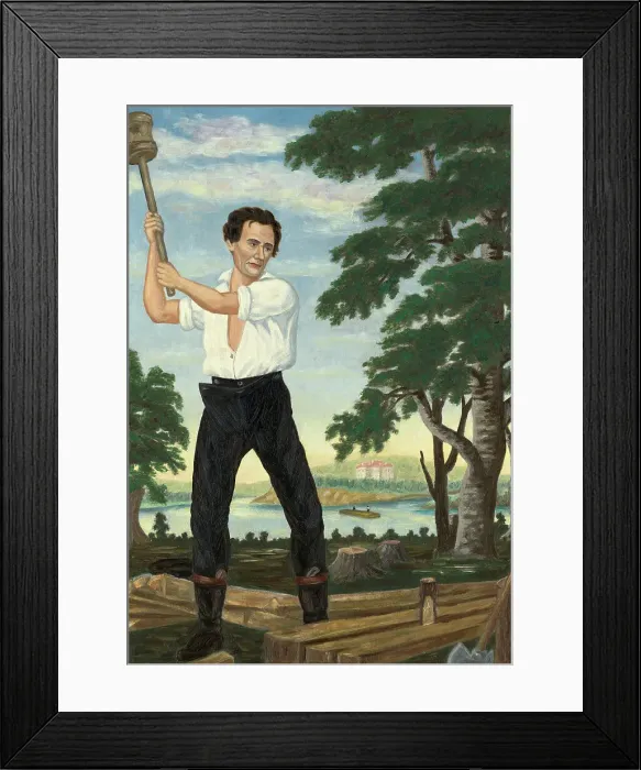 Framed Print : Abraham Lincoln Splitting Rails Framed Print : Abraham Lincoln Splitting Rails