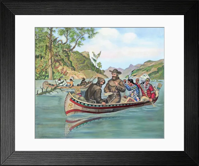 Framed Print : Marquette and Jolliet on Mississippi River Framed Print : Marquette and Jolliet on Mississippi River