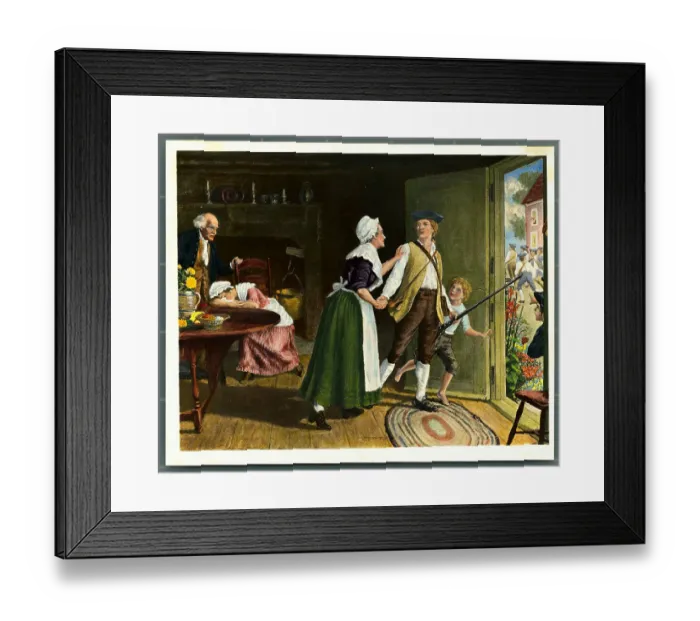 Framed Print : Minute Man Leaving Family Framed Print : Minute Man Leaving Family