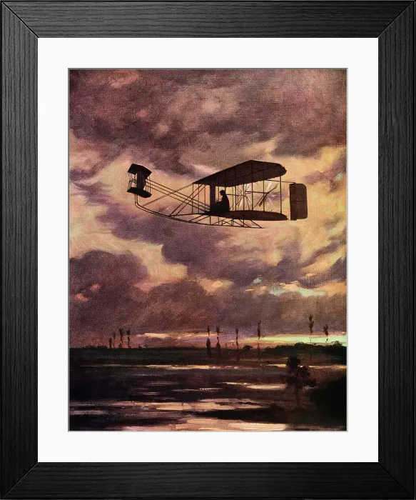 Framed Print : Painting of Wilbur Wright in Flight at Camp d'Auvours by Georges Scott Framed Print : Painting of Wilbur Wright in Flight at Camp d'Auvours by Georges Scott