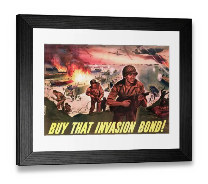 Framed Print : Buy That Invasion Bond! Poster by R. Moore Framed Print : Buy That Invasion Bond! Poster by R. Moore