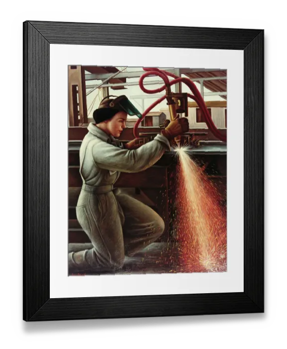 Framed Print : Woman Working in Metal Shop Framed Print : Woman Working in Metal Shop