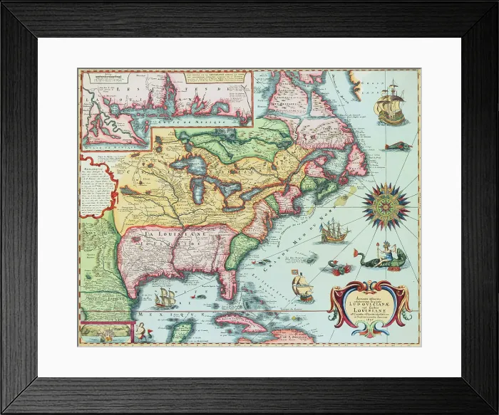 Framed Print : 17th-Century Map of North America Framed Print : 17th-Century Map of North America
