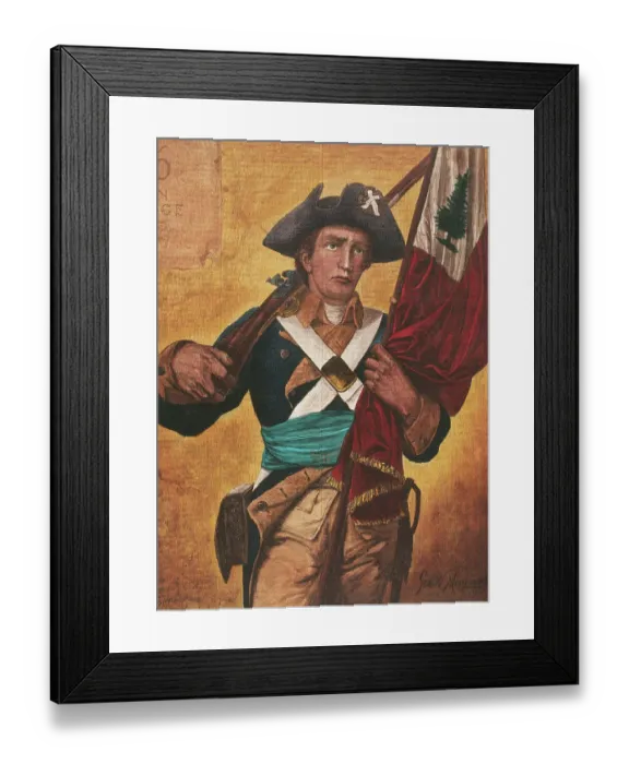 Framed Print : Minute Man Carrying Flag Framed Print : Minute Man Carrying Flag