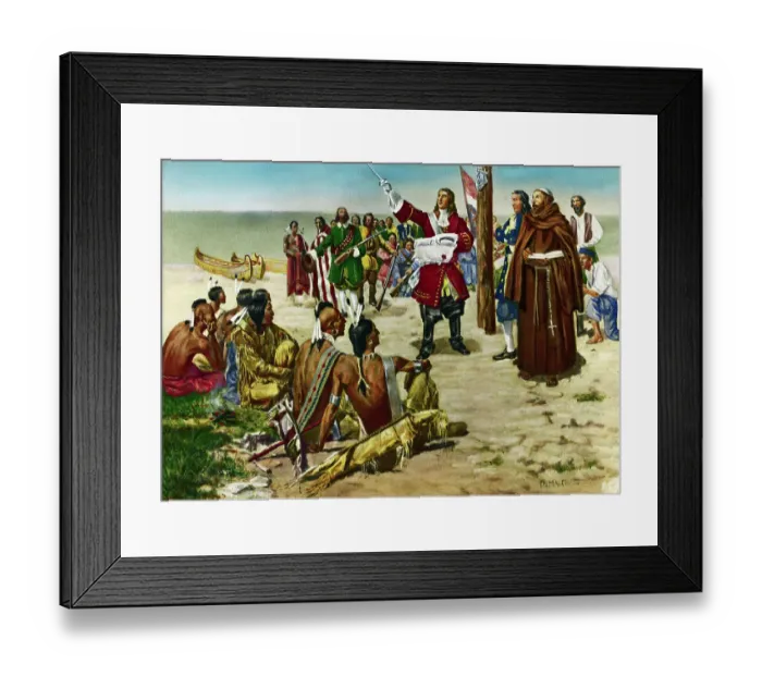 Framed Print : La Salle Taking Possession of Louisiana Framed Print : La Salle Taking Possession of Louisiana
