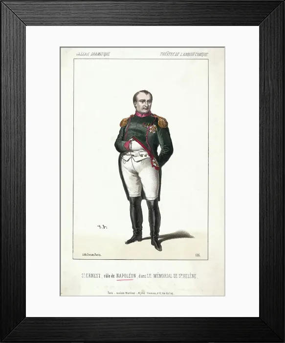 Framed Print : St. Ernest in the role of Napoleon in Memorial to St. Helene Lithograph Framed Print : St. Ernest in the role of Napoleon in Memorial to St. Helene Lithograph