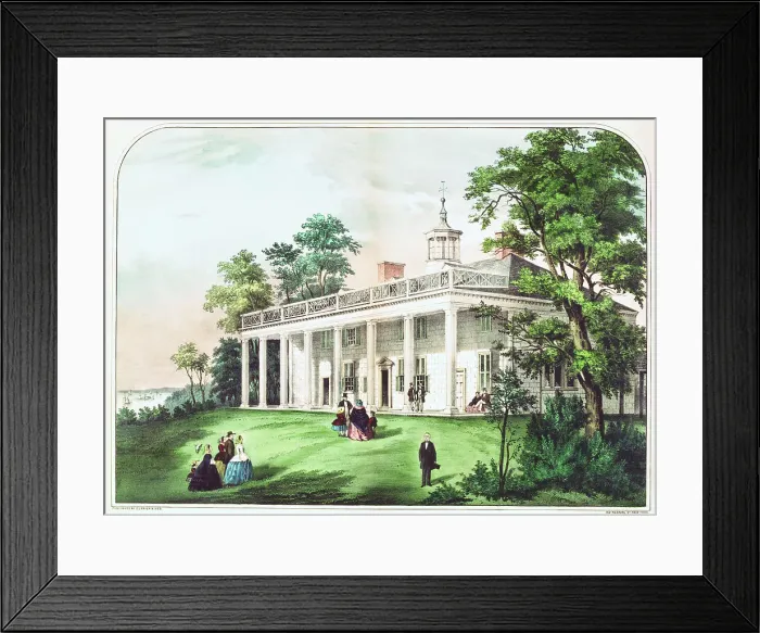 Framed Print : Lithograph of Mount Vernon by Currier & Ives Framed Print : Lithograph of Mount Vernon by Currier & Ives