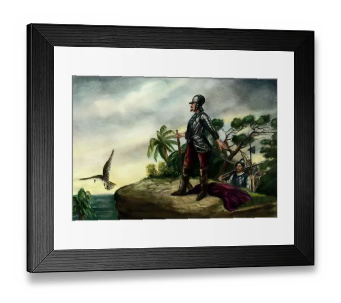Framed Print : Balboa's Discovery of the Pacific by Clyde O. De Land Framed Print : Balboa's Discovery of the Pacific by Clyde O. De Land