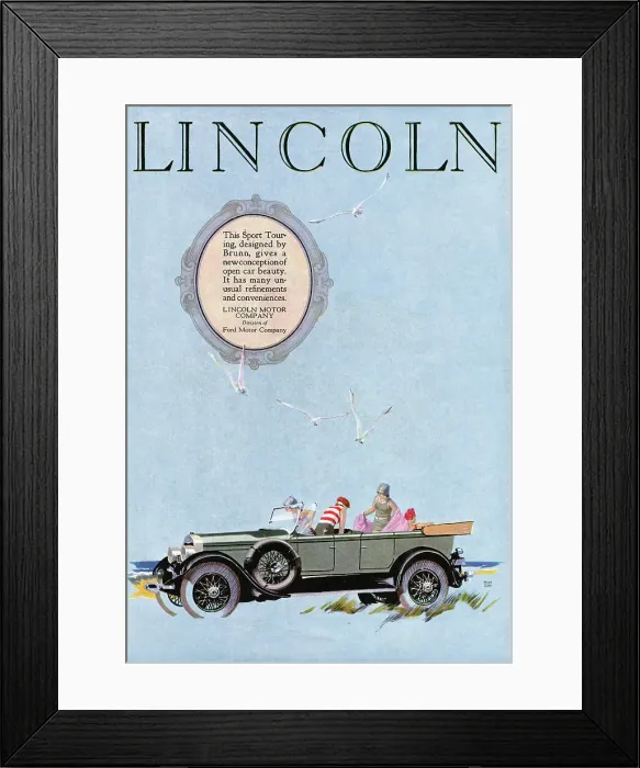 Framed Print : Advertisement for Lincoln Sport Touring Automobile Framed Print : Advertisement for Lincoln Sport Touring Automobile