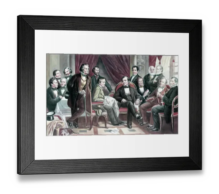 Framed Print : Drawing of Author Washington Irving and Friends Conversing