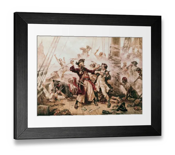 Framed Print : The Capture of the Pirate, Blackbeard, 1718 by Jean Leon Gerome Ferris Framed Print : The Capture of the Pirate, Blackbeard, 1718 by Jean Leon Gerome Ferris