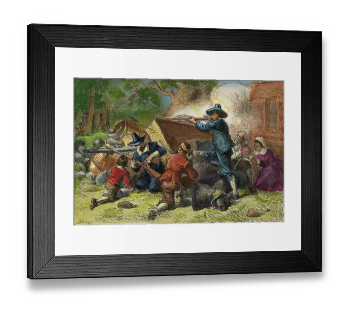 Framed Print : Settlers Fighting Native Americans Framed Print : Settlers Fighting Native Americans