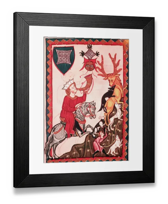 Framed Print : Elaborate Drawing Depicting Hunters and Animals Framed Print : Elaborate Drawing Depicting Hunters and Animals