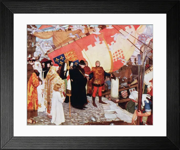 Framed Print : The Departure of John and Sebastian Cabot from Bristol by Ernest Board Framed Print : The Departure of John and Sebastian Cabot from Bristol by Ernest Board