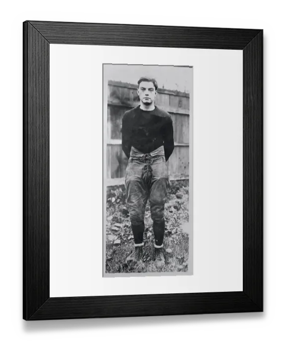 Framed Print : Portrait of James Crowley in Football Attire