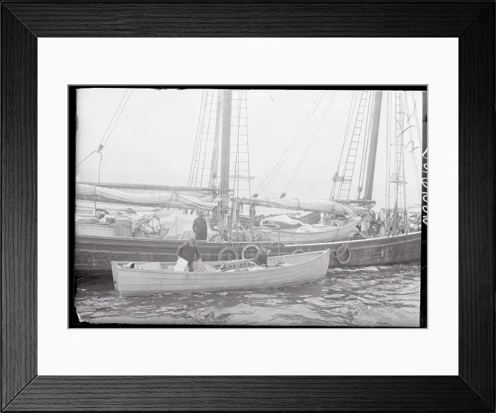 Framed Print : Motorboat Sitting Next to a Schooner Framed Print : Motorboat Sitting Next to a Schooner