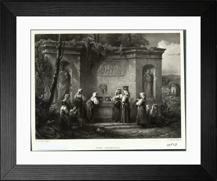 Framed Print : Women Talking While Fetching Water at Fountain Framed Print : Women Talking While Fetching Water at Fountain