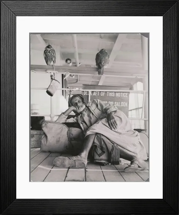 Framed Print : Elderly Man Resting on His Luggage Framed Print : Elderly Man Resting on His Luggage