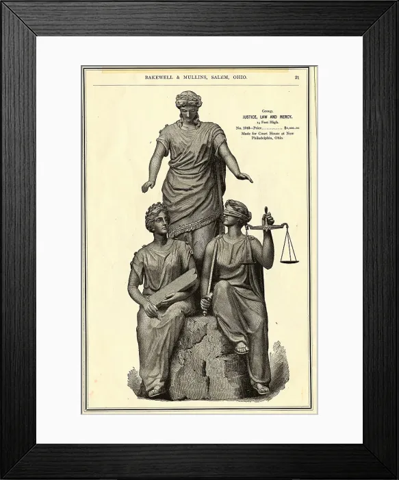 Framed Print : Statutes of Justice, Law and Mercy Framed Print : Statutes of Justice, Law and Mercy