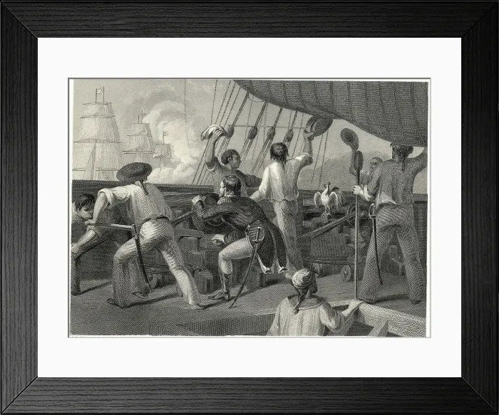 Framed Print : Battle of Lake Champlain: McDonough Pointing the Gun Framed Print : Battle of Lake Champlain: McDonough Pointing the Gun