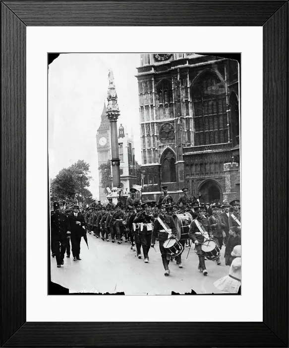 Framed Print : Troops and Drum Corps March in London Framed Print : Troops and Drum Corps March in London
