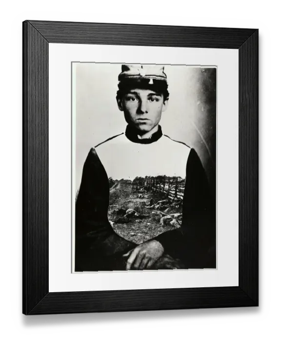 Framed Print : Composite of Union Soldier and Battlefield