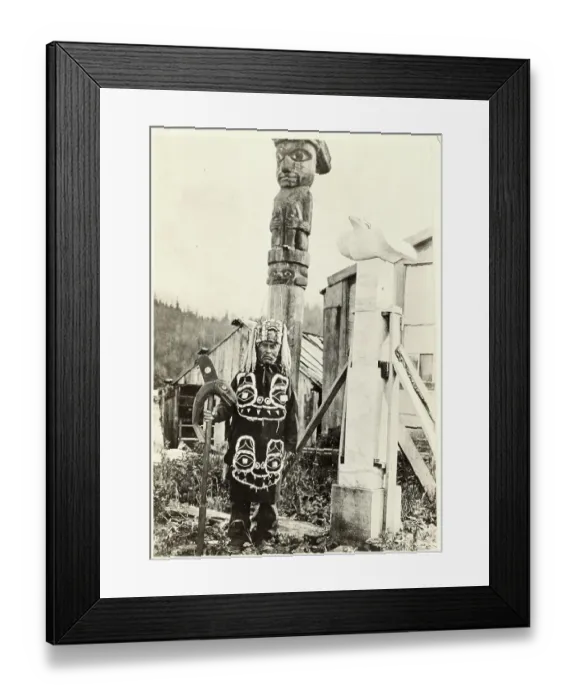 Framed Print : Canadian Chief and Totem Poles Framed Print : Canadian Chief and Totem Poles