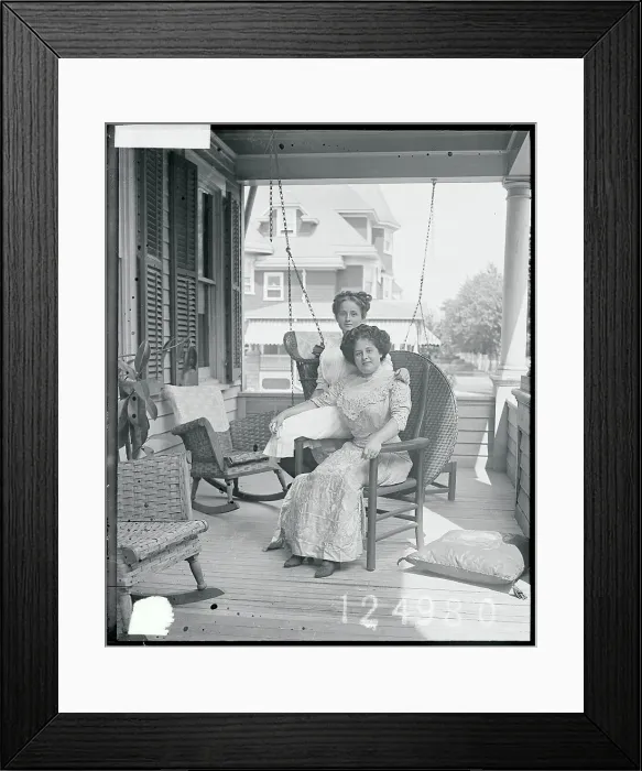 Framed Print : Maude and Marion McCay Sitting on Porch Framed Print : Maude and Marion McCay Sitting on Porch