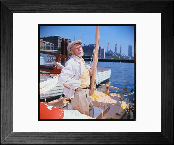 Framed Print : William Willis Standing on his Boat Framed Print : William Willis Standing on his Boat