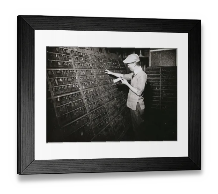 Framed Print : Typesetter Choosing Characters