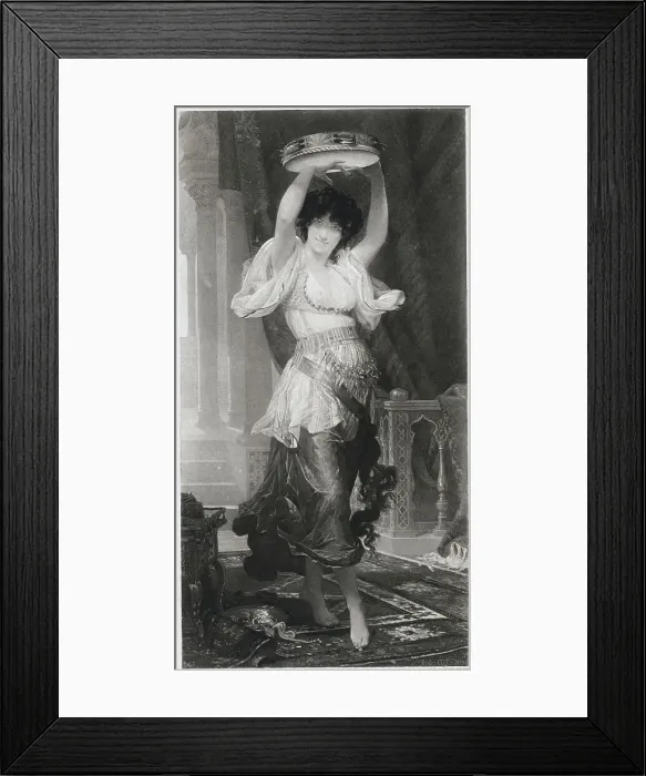 Framed Print : Woman Posing with Tambourine Above Her Head Framed Print : Woman Posing with Tambourine Above Her Head