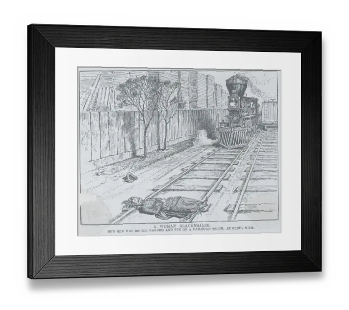 Framed Print : Woman Lying on Train Tracks Framed Print : Woman Lying on Train Tracks