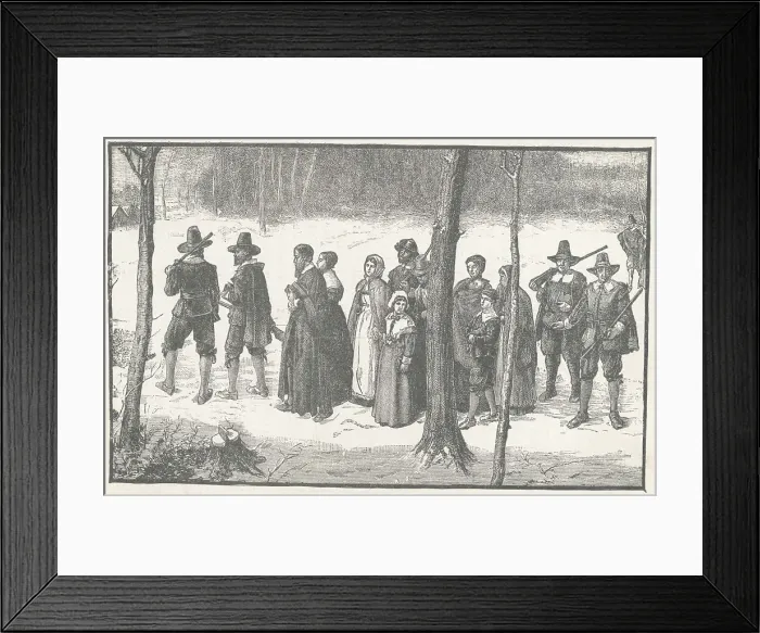 Framed Print : Pilgrims Heading to Church