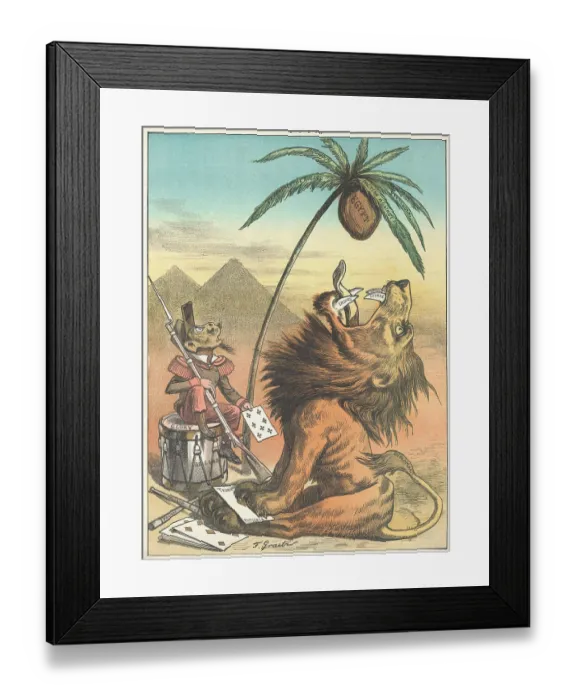 Framed Print : African Political Statement Using Lion Attack Framed Print : African Political Statement Using Lion Attack