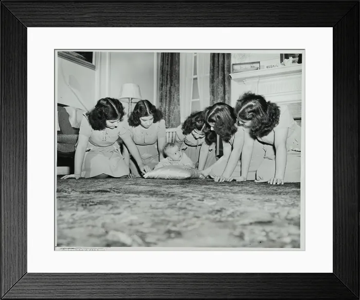 Framed Print : The Quintuplets Playing with New Baby Framed Print : The Quintuplets Playing with New Baby