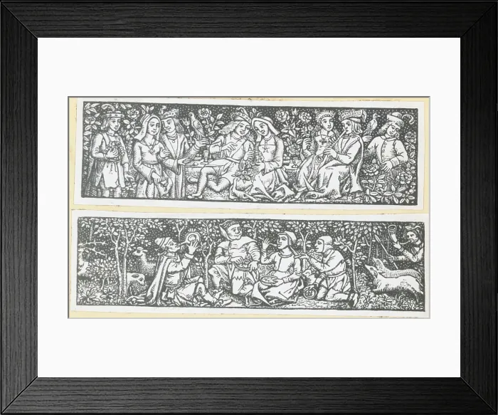 Framed Print : Depiction of Picnic Goers Outdoors Framed Print : Depiction of Picnic Goers Outdoors