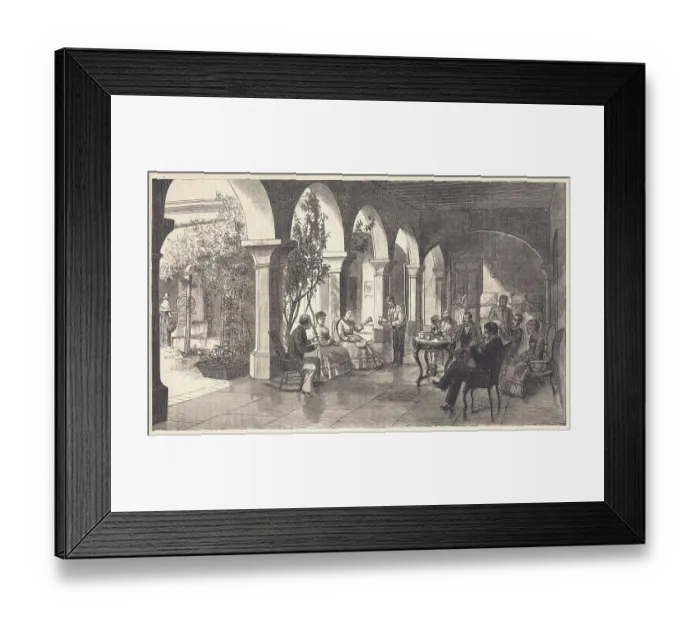 Framed Print : Family Enjoying Tea Service on Their Porch Framed Print : Family Enjoying Tea Service on Their Porch