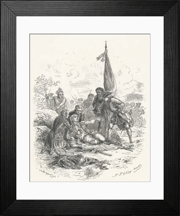 Framed Print : Soldiers and Natives at Death Scene for James Wolfe