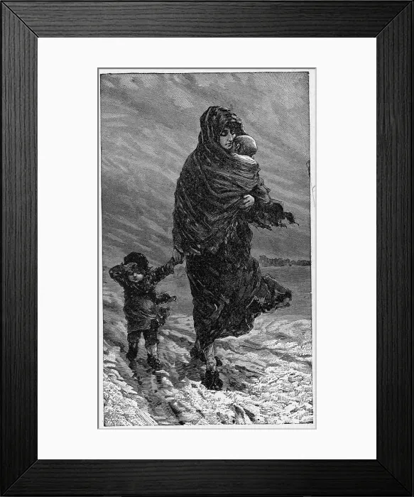 Framed Print : Impoverished Mother and Her Children Framed Print : Impoverished Mother and Her Children