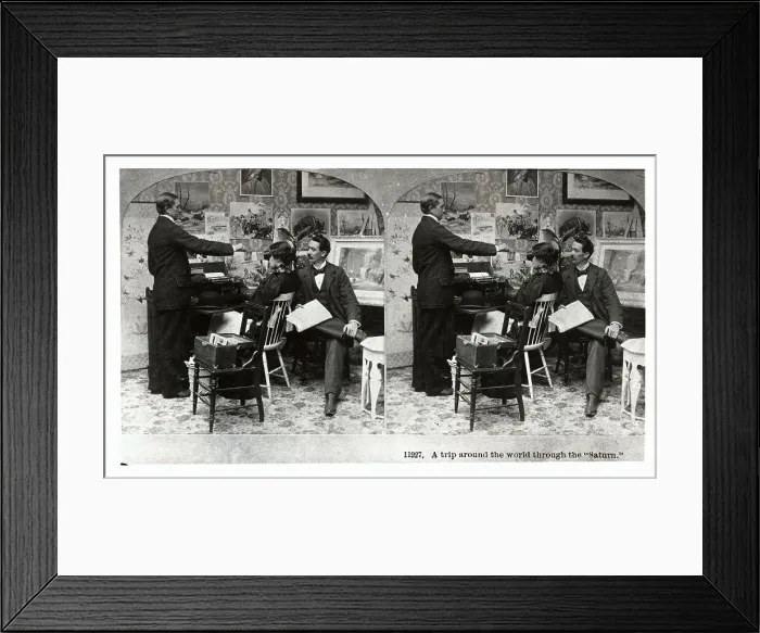 Framed Print : Couple Looking at Stereoscopic Images