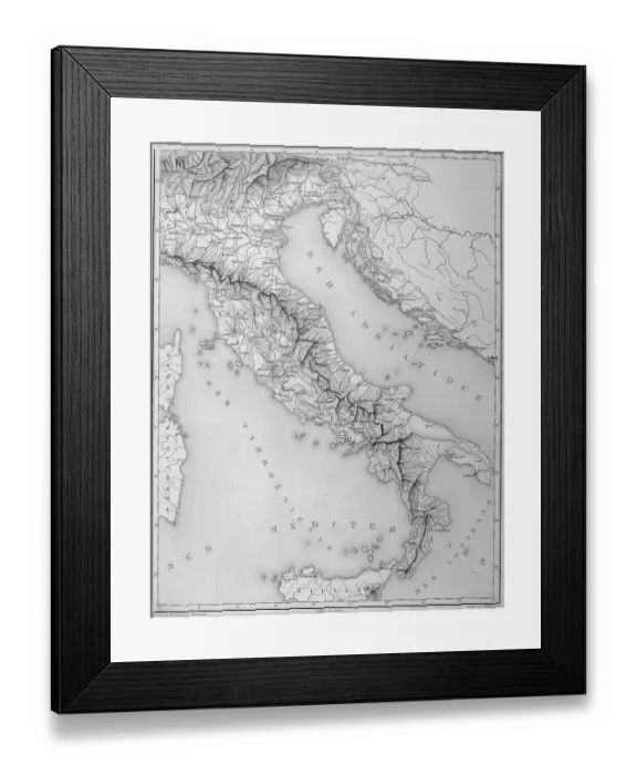 Framed Print : Map of Italy Framed Print : Map of Italy